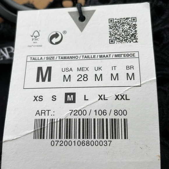 ZARA BWT BLACK COTTON PUFF SLEEVE DRESS - Picture 3 of 6